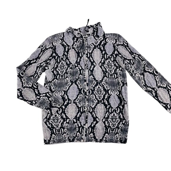 Soma Intimates Womens Black & White Snake Print Zip-Up Jacket S - Picture 1 of 6